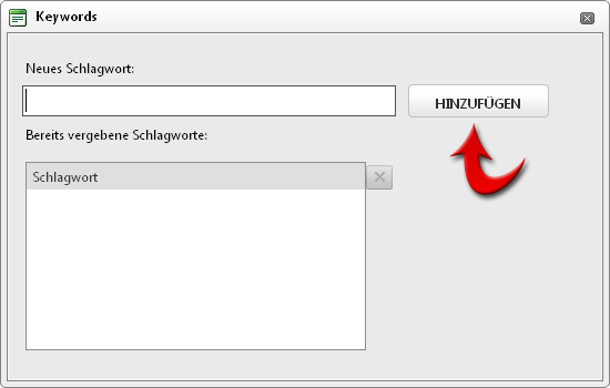 Schlagwort hinzufügen